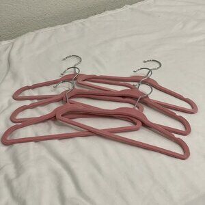 Lot of 6 Infant Baby Toddler Felt Soft Pink Hangers Silver Hook Pre-owned EUC